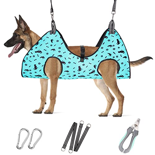 Dog Grooming Hammock (XL for X-Large Dogs 80LB / Cyan)