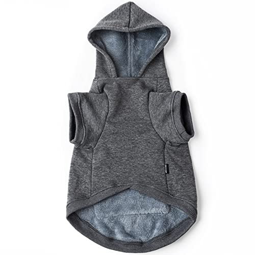 Dog Hoodie Fleece Puppy Clothes Warm Sweater with Hat for Small Dogs Cat Hooded Shirt Kitten Pet Basic Hoodies Sweatshirt with Pocket Doggie Soft Winter Coat Apparel (XL-(15~24lb) | Chest(~20.8") / Grey)