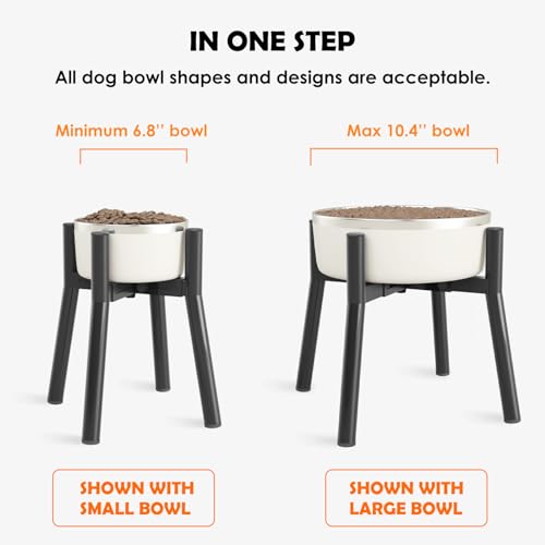 Elevated Dog Bowl Stand for Large Dogs (Height: 11", Width: 7-10.6" / Black, 4-Legs, 11H-Round)