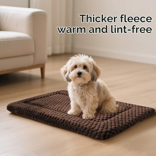 Dog Bed Crate Mat (S(24"*18"*1.5") / Dark Brown-1pc)