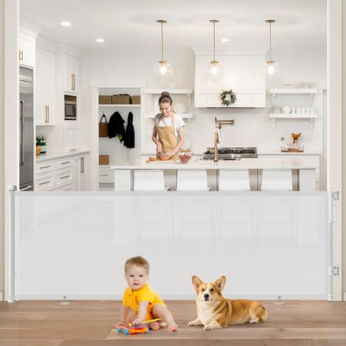 96" Retractable Baby Gate (White / 34" Tall x 96" Wide)