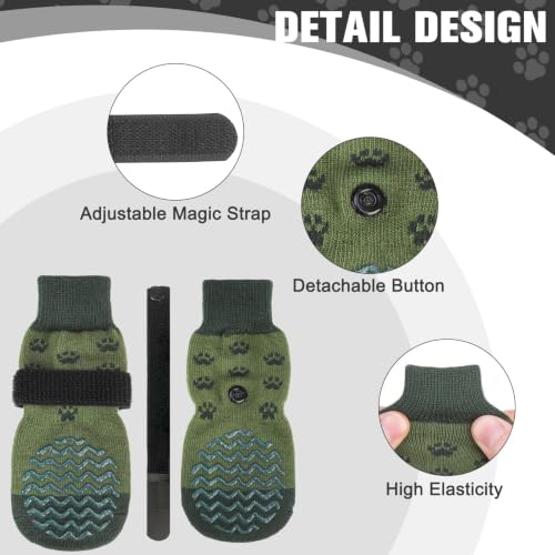 Anti Slip Dog Socks to Prevent Licking Paws for Hot Pavement (Olive Green / Large)