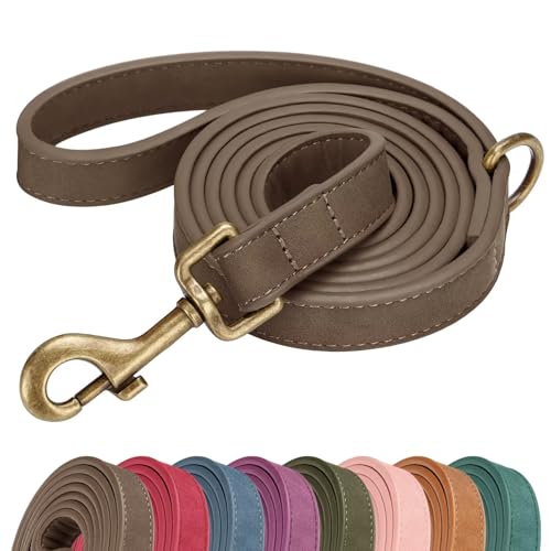 PU Leather Dog Leash for Small Dogs (Brown / 5/8''x 5FT)