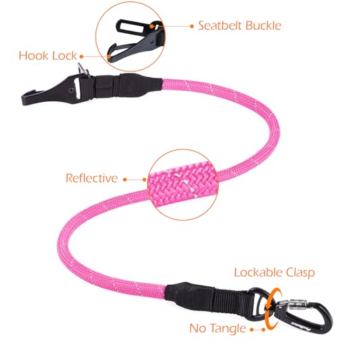 2 Packs Dog Seat Belt for Car (Black, Pink / 2 Packs)