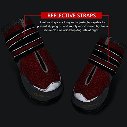 Dog Shoes for Large Medium Dog Boots & Paw Protectors for Hot Pavement (Red / Size 2: 1.9''x2.4''(W*L) for 18-27 lbs)