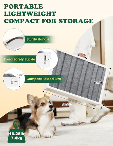 Dog Ramp for Small & Medium Dogs Foldable Pet Ramp for Bed (White / Up to 75 lbs)