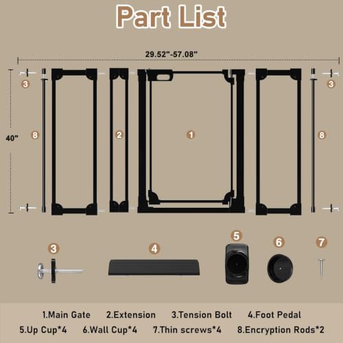 40" Extra Tall Clear Acrylic Dog Gate 48.42 (Black / 48.42-57.08"W x 40"H)