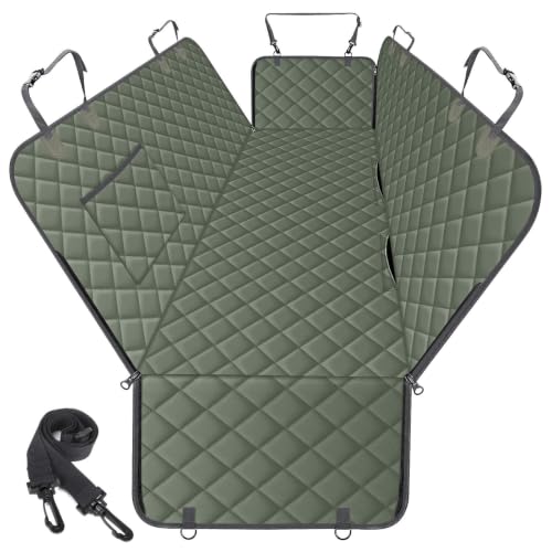 Waterproof Dog Car Seat Cover for Back Seat (Grayish Green / Small,Standard)