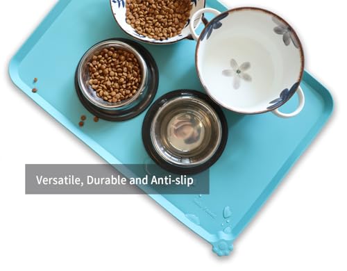 Large Silicone Pet Food Mats (24" x 16" / Glacier)