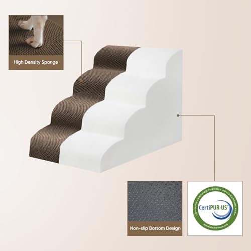 5 Step Pet Stairs for High Beds & Sofas (Brown / 5-step 22.8"H)