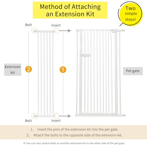 Extra Tall Cat Gate Extension Kit 55.12" High 12.6" Wide White (55.12" H-white / 12.60" W, Extension)