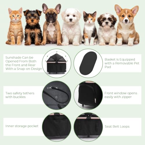 Double Pet Stroller with Detachable Carriers (Black)