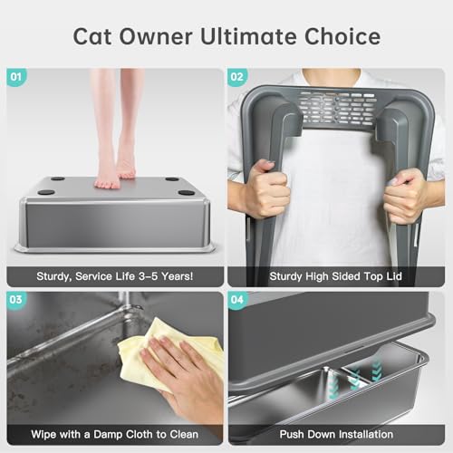 Stainless Steel Cat Litter Box (5 - Dark Gray (Pack of 1))