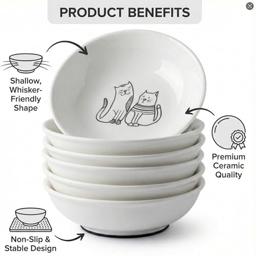 Non Slip Cat Food Bowls (white)