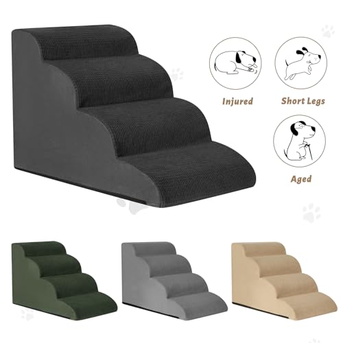 Dog Steps for Bed or Couch (Black / Standard 4-Step 17.4"H)
