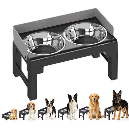 Elevated Dog Bowls for Medium and Large Dogs (2 Stainless Steel Bowls / Grey)
