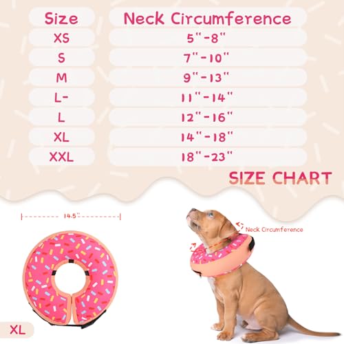 Inflatable Dog Cone Collar Alternative After Surgery (Donut Pink / XL(Neck 14"-18"))