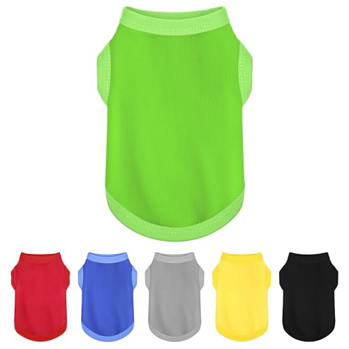 Elevate Your Dog's Fashion Quotient with Colorful and Breathable Sleeveless Cotton Shirts! Perfect Pet Apparel for Small to Medium Dogs Green XXS (XXS-(1~3lb) | Chest(~11.8") / Green)