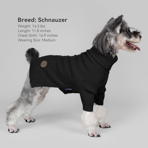 Dog Sweater Long Sleeve Warm Knit Sweaters for Medium Dogs Boy Girl (Black / X-Large)