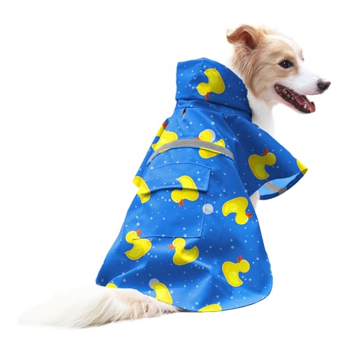 Large Dog Raincoat Adjustable (2X-Large (Pack of 1) / Blue Duck)