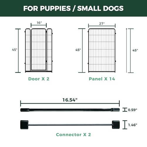 Homeplus Indoor Dog Playpen with Divider Connectors (Black / 45"H)
