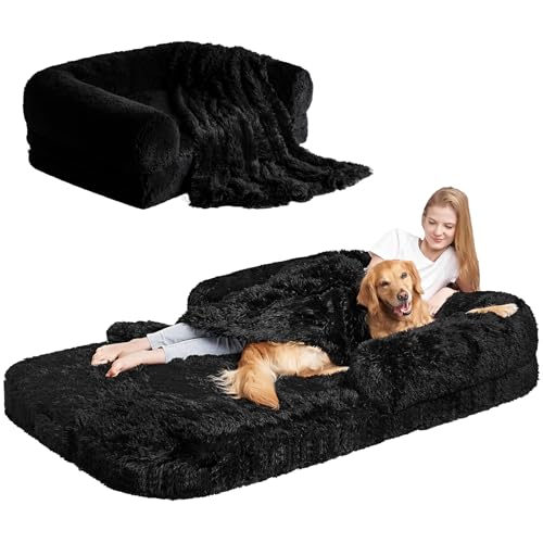 Orthopedic Foldable Human Dog Bed (72x44x11(Folded 44x36) / Black)