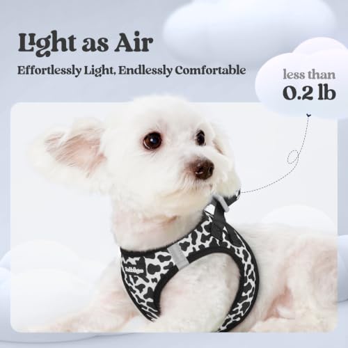 Dog Harness Small Sized and Leash Set (Black White Cow / S (chest: 15.1 - 16.5"))