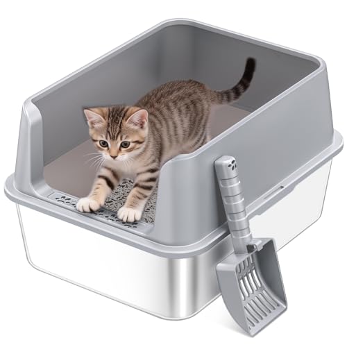 Stainless Steel Cat Litter Box (Light Grey-M)