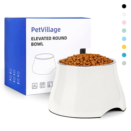 Dog Bowls Cone Friendly Non Slip Single Dog Bowl with Stainless Steel Inner (Medium(2 Cups) / White)