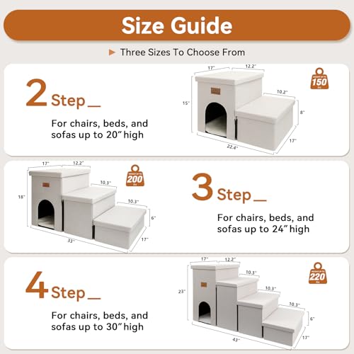 Dog Stairs with Storage (Beige With Condo / 2)