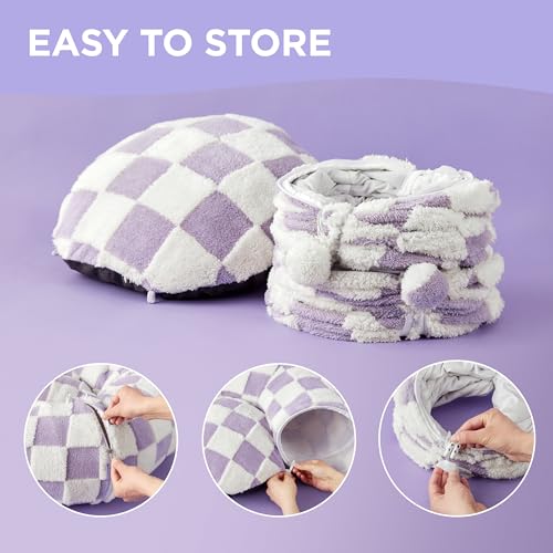 Lesure Donut Cute Jacquard Cat Tunnel Bed Kitten Toys for Puppy Bunny (Standard (33.5"L x 33.5"W x 10"H) / Lavender Checks)