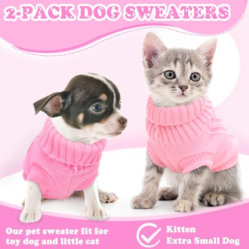 XXS Dog Sweater 2 (XX-Small / Pink+Light Pink)