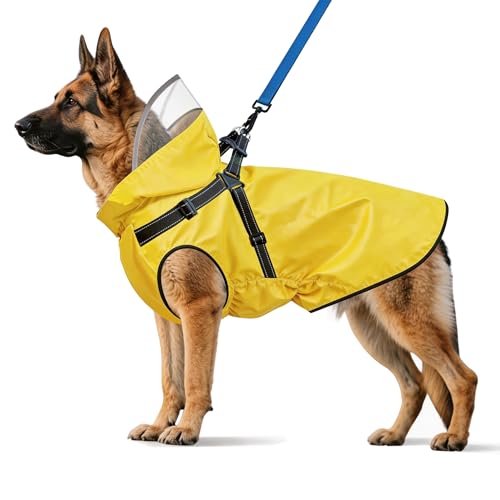 Dog Raincoat Dog Rain Jacket with Reflective Harness & Removable Hood (XX-Large)