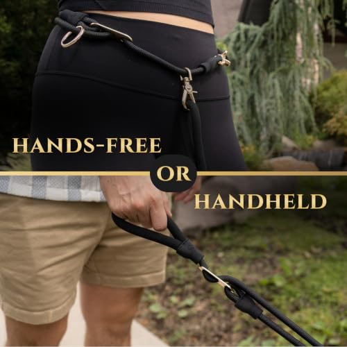 No Pull Hand Free Dog Leash with Wrap (Black / Small (25 lbs and Under))