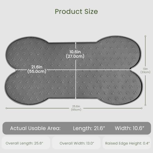 Dog Food Mat Anti (25.6" x 13"-2PCS / Grey)