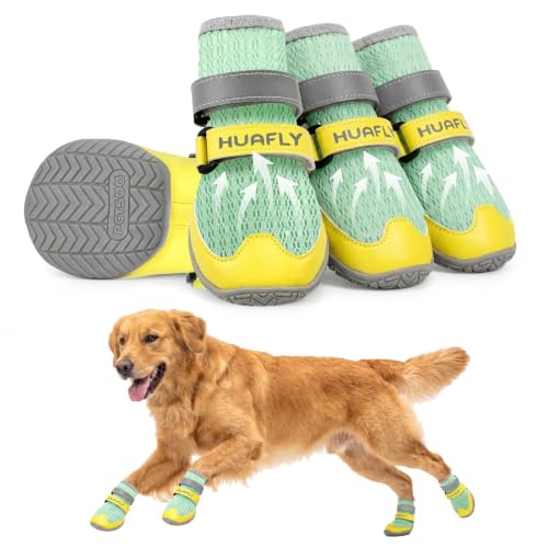 Dog Shoes Anti (Green-breathable-4pcs / Size 6（Width 2.56 inch）for 60.6-77.2 lbs)