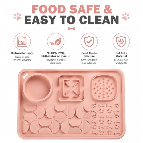 Silicone Dog Slow Feeder Lick Mat with Suction Cups (nude pink)