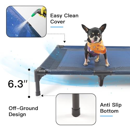 Elevated Dog Bed Waterproof Outdoor (M (30"Lx 23"Wx6.3"H) / Blue)