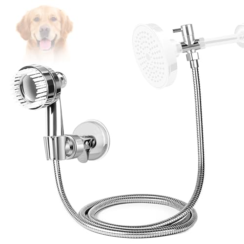 Pet Shower Attachment with 8.2ft Hose & Silicone Brush