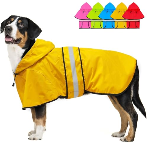 Fashion Hooded Dog Raincoat with Leash Hole (Yellow / XX-Large)