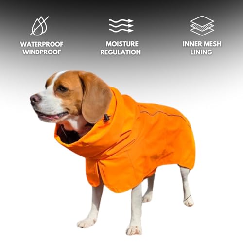 Dog Raincoat Waterproof Rain Jacket w (Orange / Large)