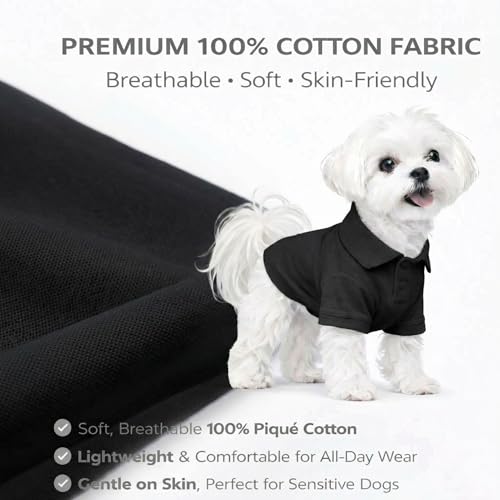 Basic Dog Polo Shirts Premium Cotton (XL (-35lbs) / Black)