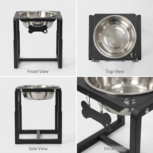 Metal Elevated Dog Bowls (8.8-14" | M/L/XL Dogs | 1×111oz Bowls)