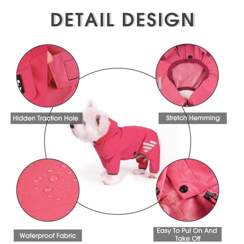 Dog Raincoat Waterproof Dog Rain Jacket with Hood (Pink / X-Small)