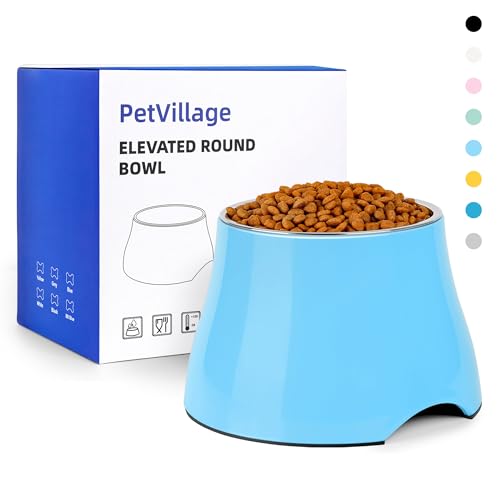 Dog Bowls Cone Friendly Non Slip Single Dog Bowl with Stainless Steel Inner (Large(3 Cups) / Aqua Blue)