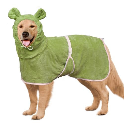 Dog Bathrobe Super Absorbent Towel Robe (Olive Green / X-Large)
