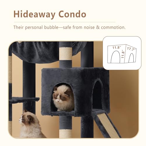 64.2" Heavy Duty Cat Tree for Large Cats with Wide Base HCT027G (64.2 inch / Smoky Gray)