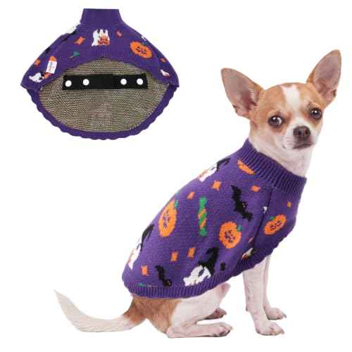 Dog Halloween Sweater Cloak (Small(Back Length 10") / Halloween Purple)