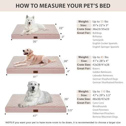 Orthopedic XXL Dog Beds for Large Senior Dog Bed Comfy Sleeping (Pink / 47"L x 29"W x 3.5"Th)