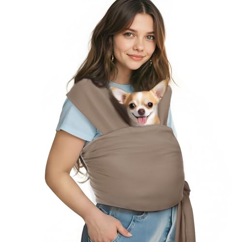 Pet Sling Carrier for Small Dogs and Cats (Brown)